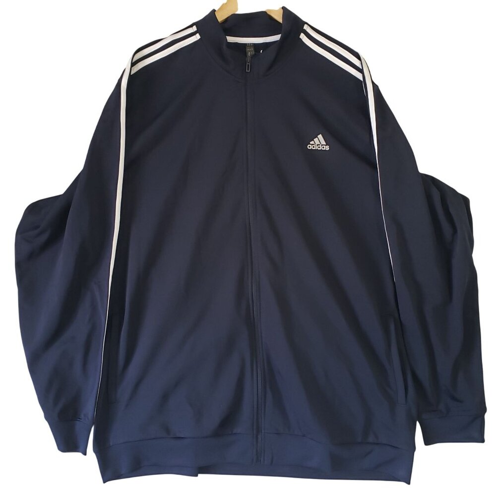 NWT Adidas Mens‎ Navy Blue Track Jacket Size 3XLT Athleisure Classic Casual